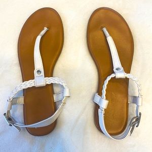 Forever White Strap Sandals/ Casual Flats Size 7